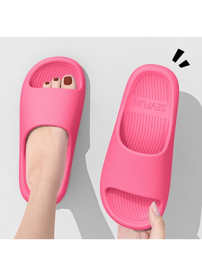 Sevfun Qisefang Slippers, Men's Leather Texture, Eva Skin-friendly, Home Bathroom Shower Quick-drying Non-slip, Couples Thick-soled Women's Sandals, Rose Color, Size 38-39 - Image 1