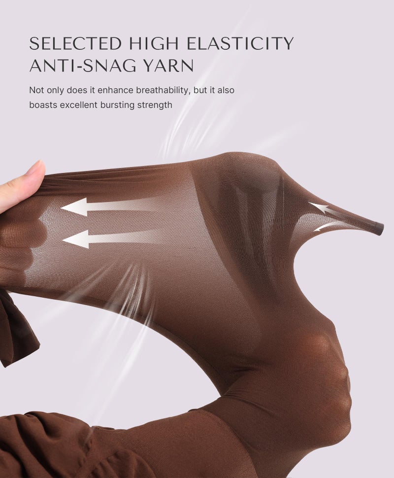 SHAPELLX Full Body Shapewear for Women Soft Footless Pantyhose Fajas Colombianas Body Shaper Tummy Control Brown X-Large - Image 3