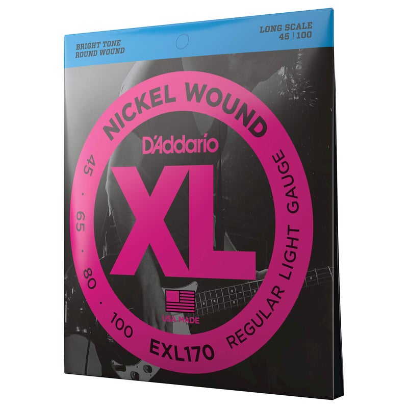 D'Addario Electric Bass Guitar Strings, XL Nickel, EXL170, Regular Light Gauge 45-100, 4-String Set, Pack of 1 - Image 1