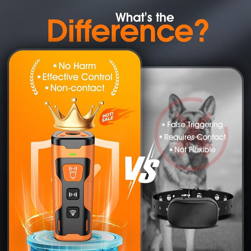 HeeNzz Dog Bark Deterrent Devices for Own or Neighbor's Dog Ultrasonic Dog Training Device Safe & Effective Portable Anti Barking Device for Dogs Indoor Outdoor Use Orange - Image 4