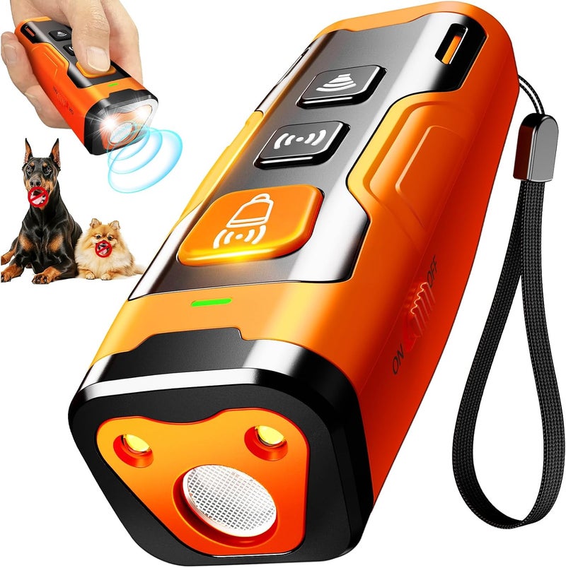 HeeNzz Dog Bark Deterrent Devices for Own or Neighbor's Dog Ultrasonic Dog Training Device Safe & Effective Portable Anti Barking Device for Dogs Indoor Outdoor Use Orange - Image 1