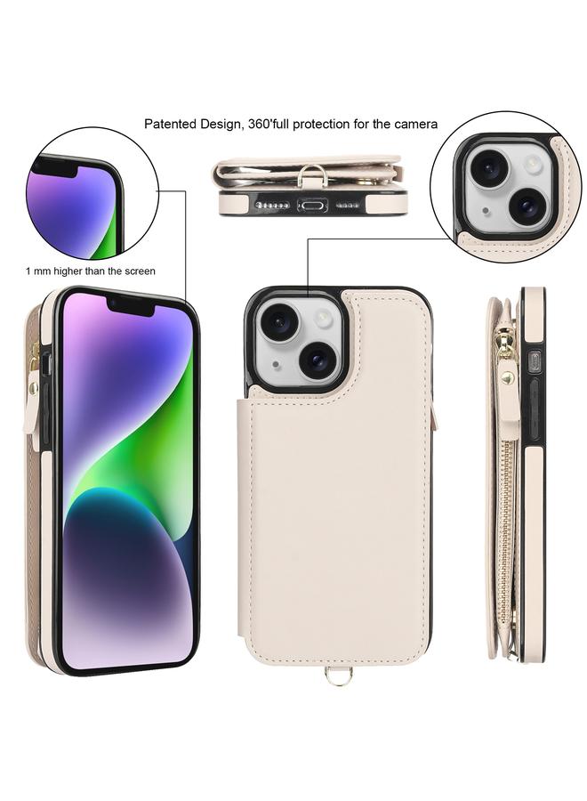 اس-توب جراب هاتف iPhone 14 Plus مصنوع من الجلد بسحاب مزدوج مزود بتقنية RFID مع حبل قصير - Image 2