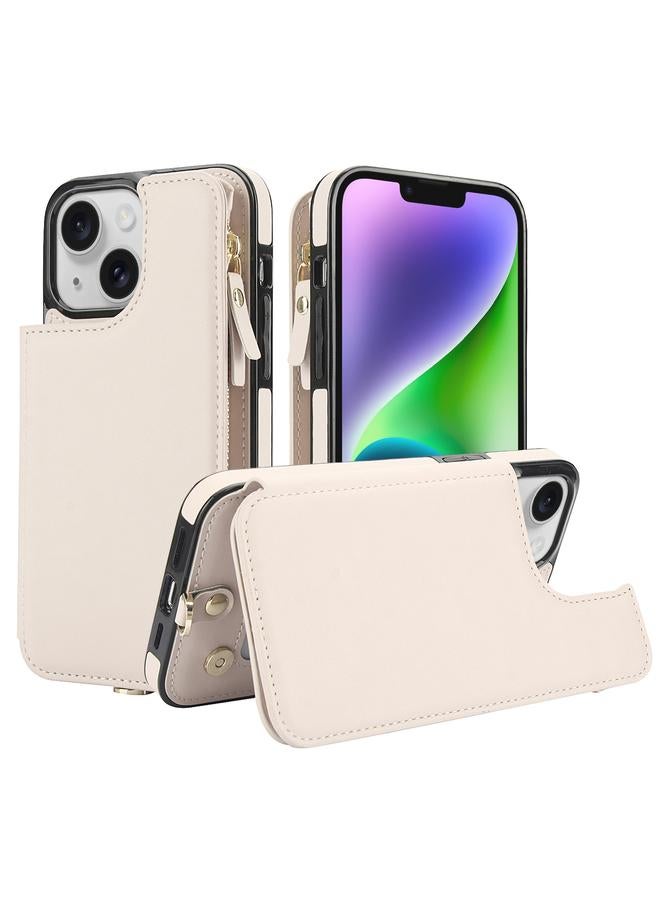 اس-توب جراب هاتف iPhone 14 Plus مصنوع من الجلد بسحاب مزدوج مزود بتقنية RFID مع حبل قصير - Image 1