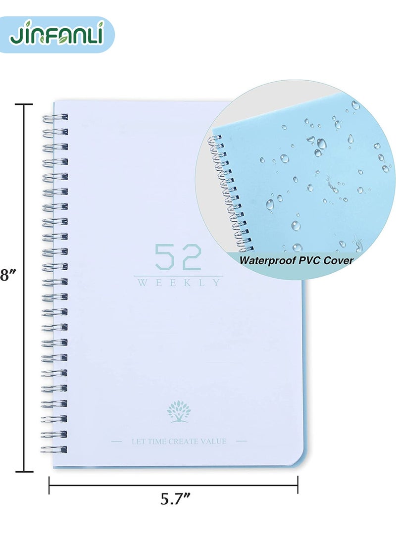 جين فان ل أنا مخطط أسبوعي بدون تاريخ، دفتر أهداف أسبوعية A5، دفتر يوميات لتتبع العادات، مخطط قائمة مهام حلزوني، مخطط تتبع وأهداف، 8.3 بوصة × 5.8 بوصة، أزرق - Image 5