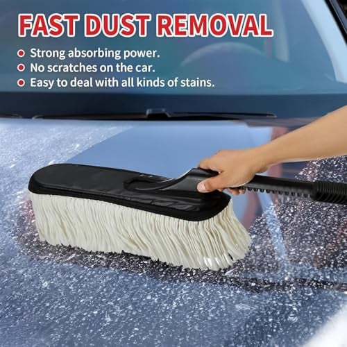 TRUSHALI PRESENT Car Duster Brush with Microfiber Head and Handle, 27 Inch Length - Image 3