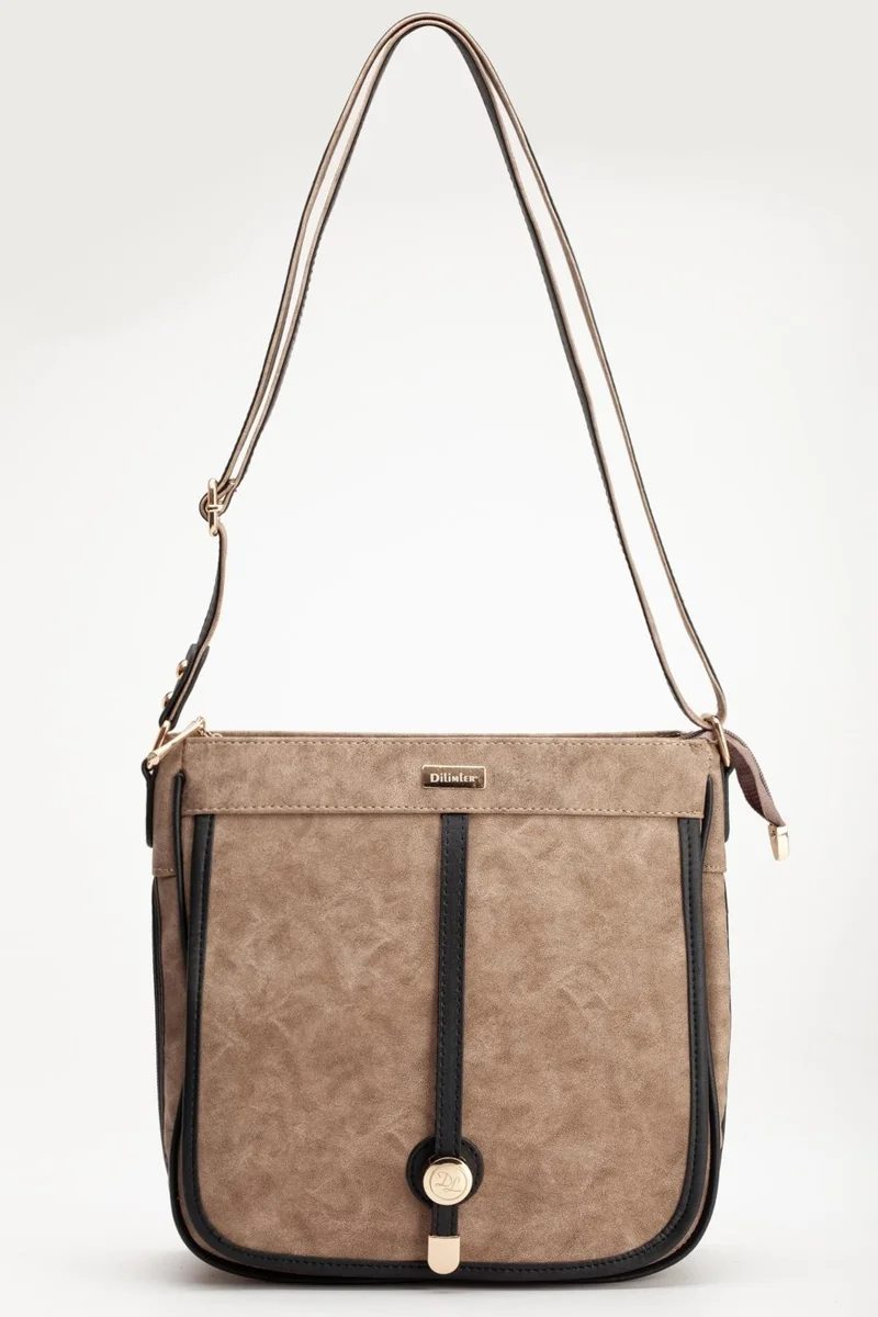 Dilimler Ayakkabı Mink Black Women's Shoulder Bag with 2 Compartments and Zippered Cover