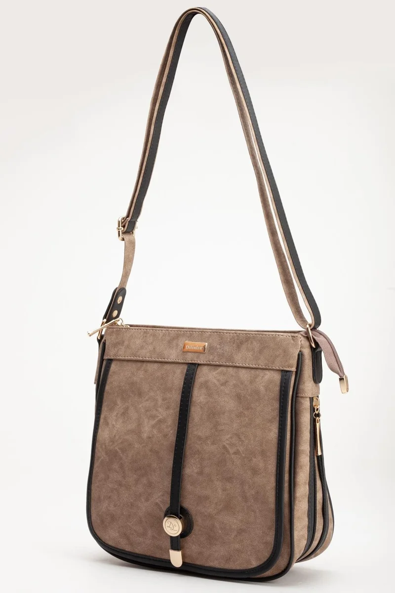 Dilimler Ayakkabı Mink Black Women's Shoulder Bag with 2 Compartments and Zippered Cover