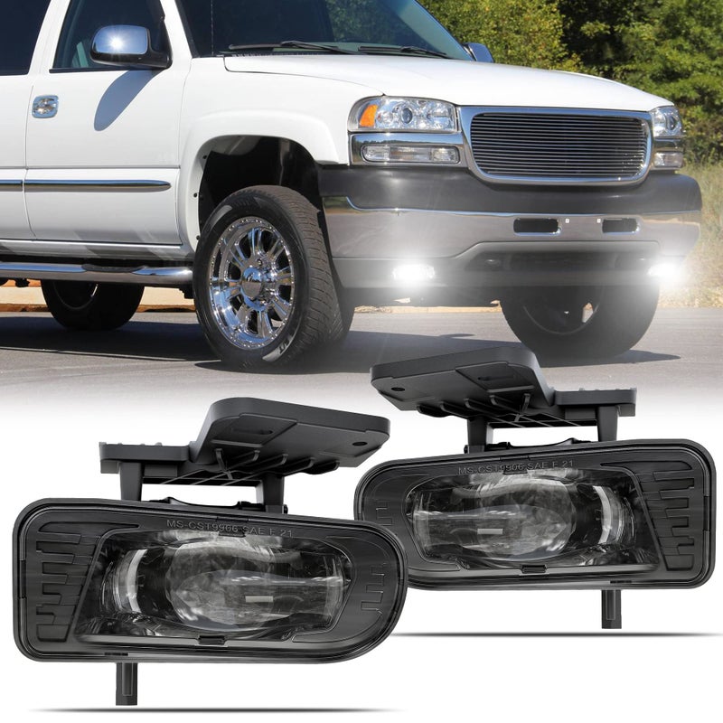 RAMJET4X4 DOT LED Fog Lights Assembly Fog Lamps Replacement Compatible with 19992002 GMC Sierra 20002006 GMC YukonYukon XL Pickup Truck with Bulbs 899 Clear Lens
