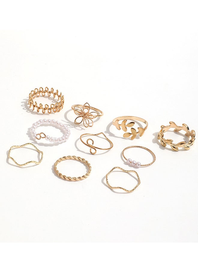 10 Pack Ring For Women Opening Adjustable Size Retro Pearl Twist Ring Fashion Accessories