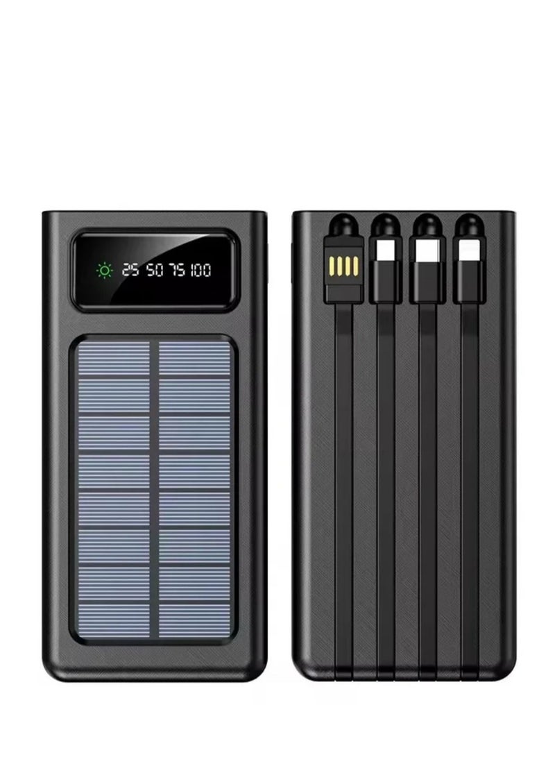 3000mah Solar Charging Power Bank With 4 Connecting Wires Compatible With iPhone, Android - Image 1