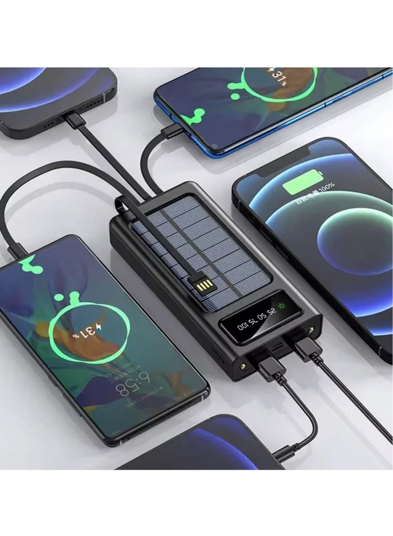 3000mah Solar Charging Power Bank With 4 Connecting Wires Compatible With iPhone, Android - Image 2