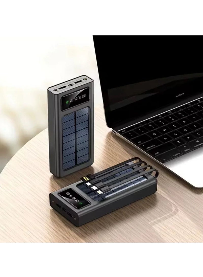 3000mah Solar Charging Power Bank With 4 Connecting Wires Compatible With iPhone, Android - Image 3