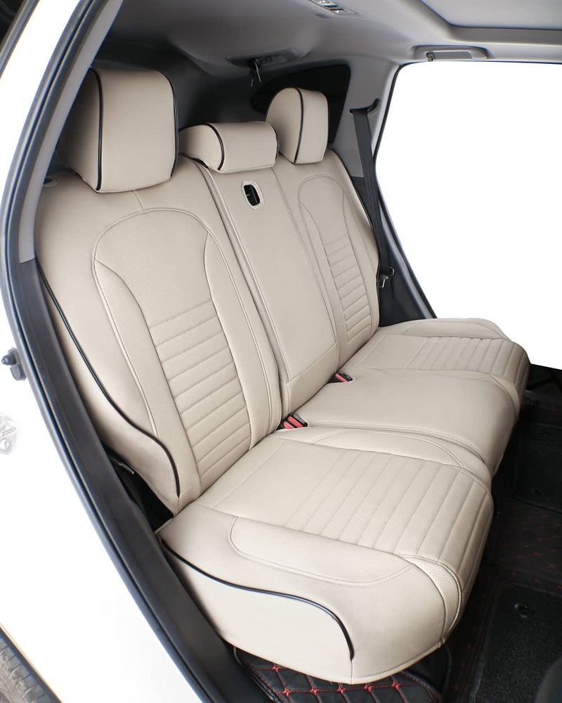 EKR Custom Fit Full Set Car Seat Covers for Select Honda CRV 2017 2018 2019 2020 2021 2022 - Leatherette (Beige) - Image 3