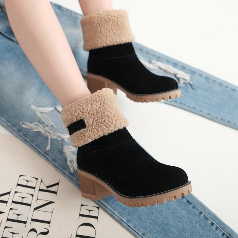 Winter Warm Snow Flocking Shoes Fashion Dual Boots for Women Girls Ladies Black Size 41 - Image 1