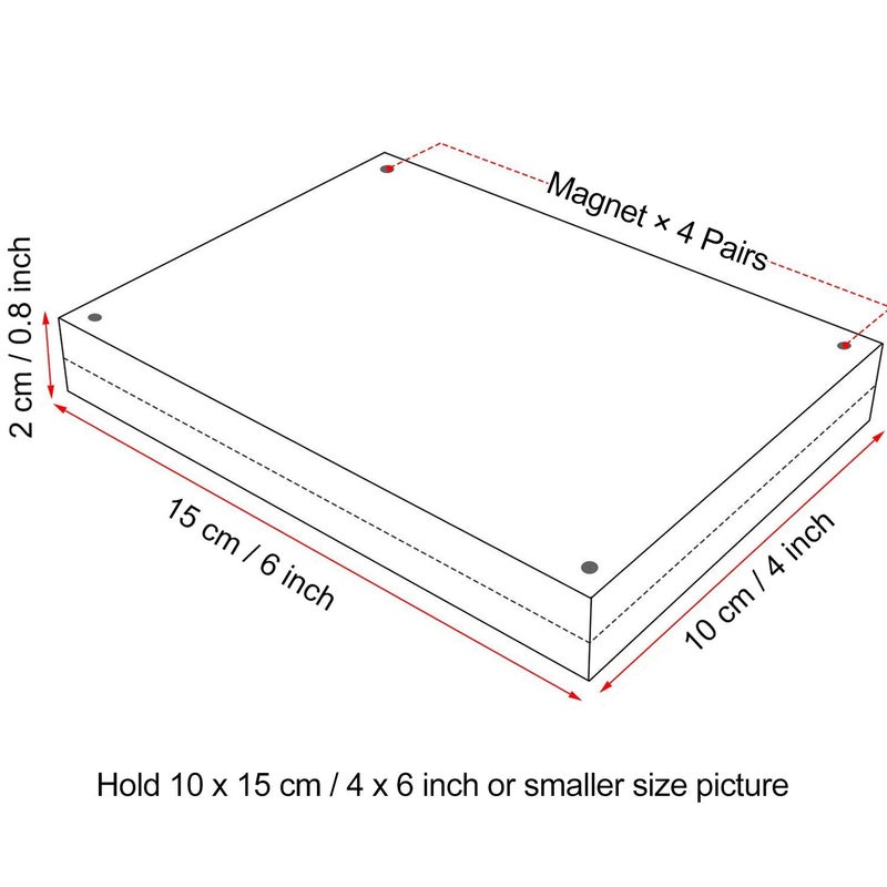 بوكسالات Boxalls 4 × 6 بوصات إطارات صورة أكريليك- 5 حزمة سطح المكتب إطارات الصور بدون إطار مع شفاف مزدوج مغناطيسي (5 حزمة) - Image 4