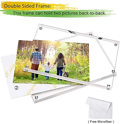 بوكسالات Boxalls 4 × 6 بوصات إطارات صورة أكريليك- 5 حزمة سطح المكتب إطارات الصور بدون إطار مع شفاف مزدوج مغناطيسي (5 حزمة) - Image 3
