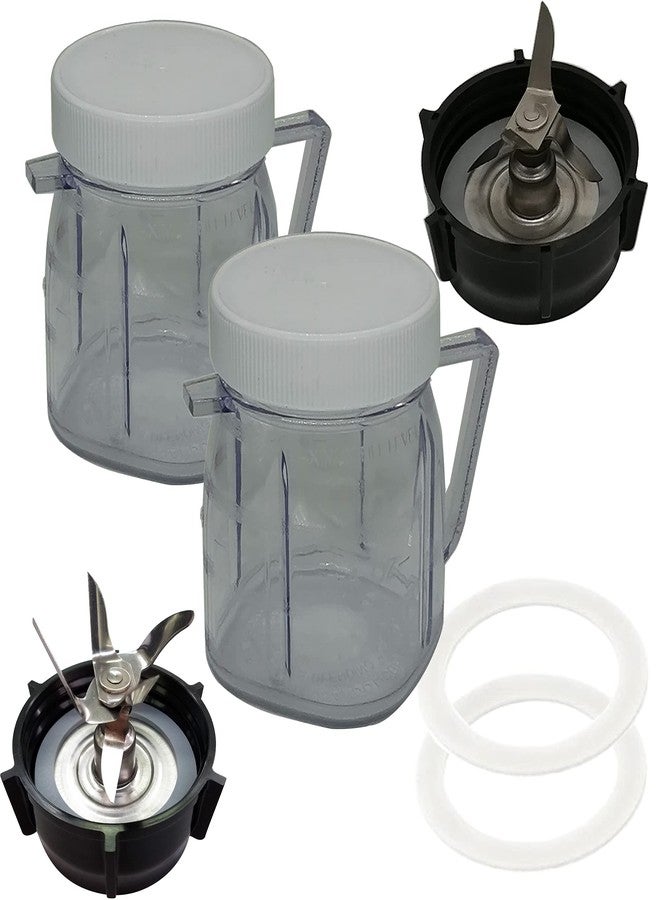 WuYan Replacement Stainless Steel 4-point and 6-point Ice Crushing Blade with FUSION Bottom Cap screw 2pcs Mini Cups,Compatible with Oster Classic Series Blender and osterizer blenders - Image 1