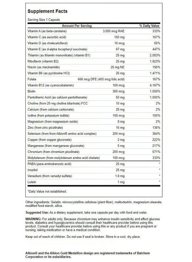 SWANSON سوانسون أكتيف ون متعدد الفيتامينات بدون حديد 90 كبسولة - Image 2
