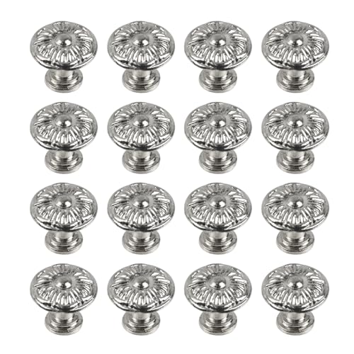 Geesatis 16 Pcs Jewelry Box Knobs Drawer Knobs Wooden Box Handles Mini Single Hole Knobs, Silver - Image 1