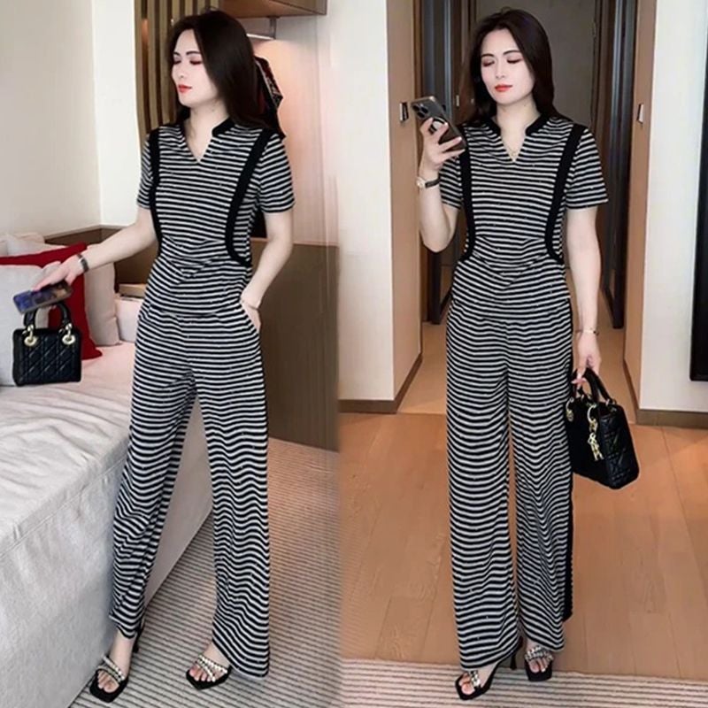 2026 Summer New Fashion -Style Casual Clothing Set, Stylish Middle-Aged and Elderly Mom Outfit, Tummy-Concealing and Slimming Two-Piece Set - Image 3