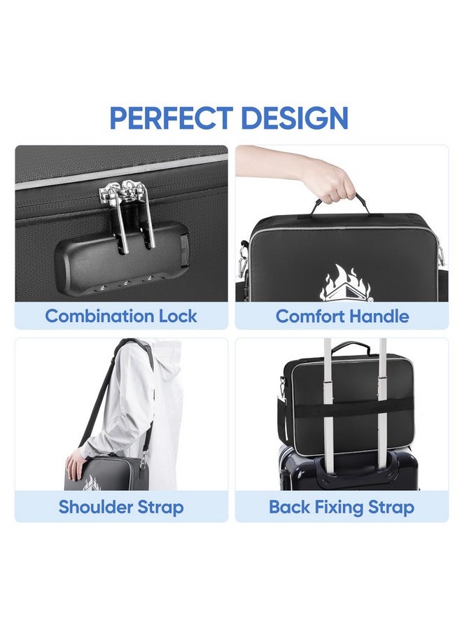 Fireproof Document Bag With Lock, Portable Waterproof Fire Proof File Organizer Box, File Storage Bag Safe Box For Important Paperwork (Black)