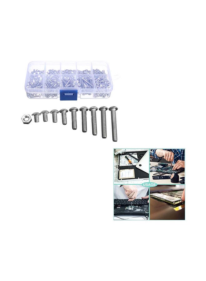 طقم براغي برأس سداسي مكون من 340 قطعة فضي - Image 2