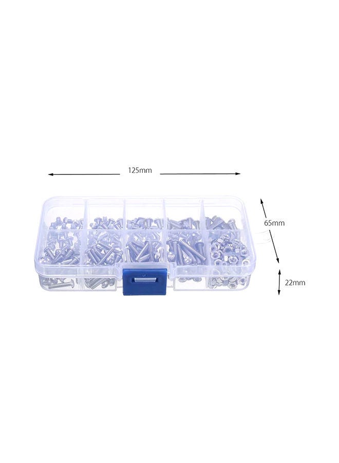 طقم براغي برأس سداسي مكون من 340 قطعة فضي - Image 4