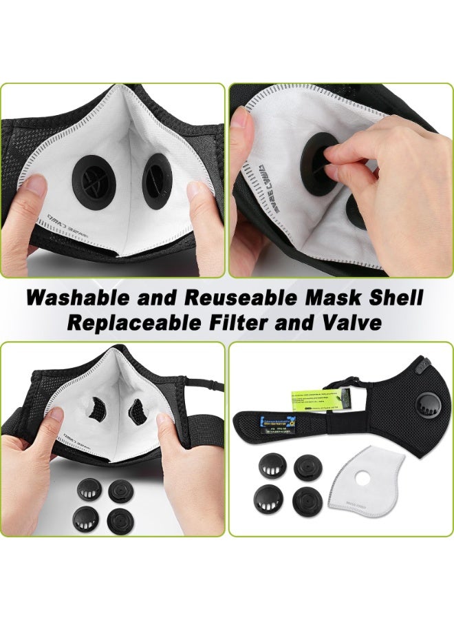 M Plus Dust Mask, Reusable Breathable Face Mask with 6 Activated Carbon Filters, Black - Image 5