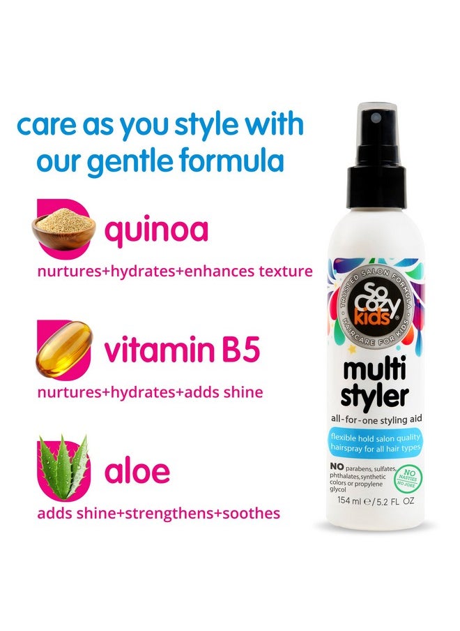 SO COZY SoCozy Multi Styler, Styling Hair Spray for Kids, Safe for Everyday Use (5.2 Fl Oz) Holds Like a Light Gel, Gentle Formula with Quinoa, Vitamin B5 & Aloe, No Parabens, Sulfates or Synthetic Colors  - Image 3