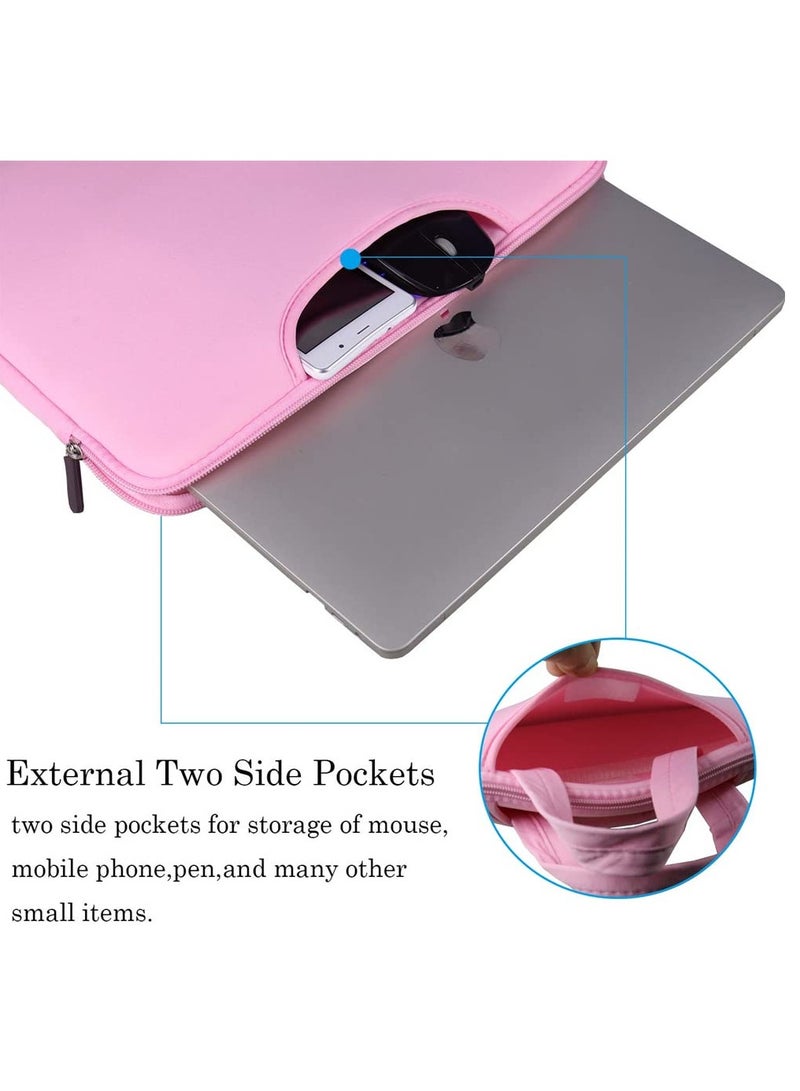 Laptop Tablet Sleeve Case Slim Travel Men Women Handle Bag Durable Business Messenger Briefcases for MacBook Air Pro Retina (13 inch Pink) - Image 3