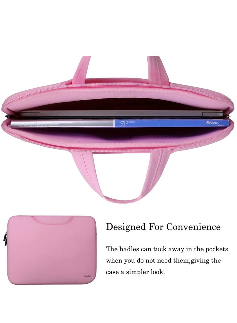 Laptop Tablet Sleeve Case Slim Travel Men Women Handle Bag Durable Business Messenger Briefcases for MacBook Air Pro Retina (13 inch Pink) - Image 2