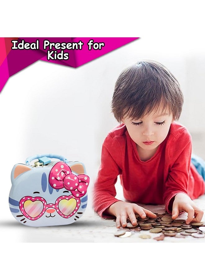ويش كي حصالة نقود لطيفة على شكل قطة من ويشكي للأطفال، حاوية لحفظ النقود مزودة بقفل ومفاتيح، صندوق تخزين لجمع العملات المعدنية بمقبض، حصالة نقود للأولاد والبنات، من عمر 3 سنوات فما فوق (عبوة من قطعة واحدة، متنوعة) - Image 5
