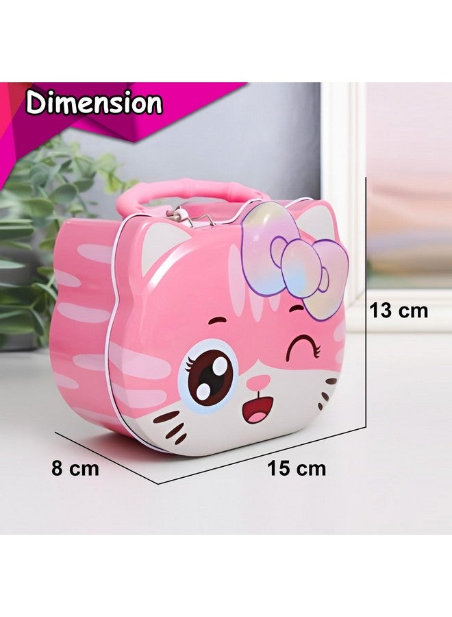 ويش كي حصالة نقود لطيفة على شكل قطة من ويشكي للأطفال، حاوية لحفظ النقود مزودة بقفل ومفاتيح، صندوق تخزين لجمع العملات المعدنية بمقبض، حصالة نقود للأولاد والبنات، من عمر 3 سنوات فما فوق (عبوة من قطعة واحدة، متنوعة) - Image 4