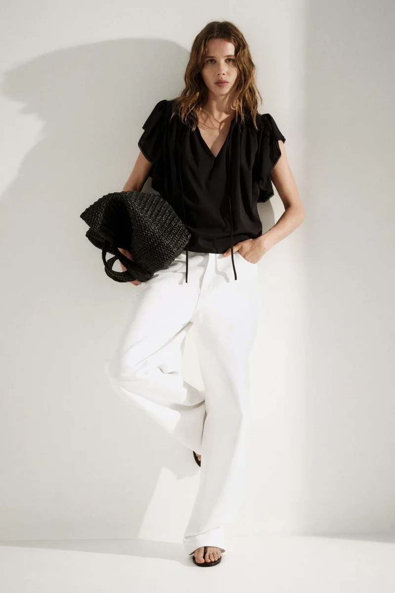 H&M Oversized lace-trimmed blouse