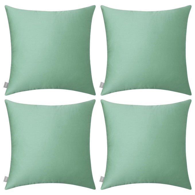 4PACK 100 COTTON COMFORTABLE SOLID DECORATIVE THROW PILLOW CASE SQUARE CUSHION COVER PILLOWCASE SUBLIMATION BLANK PILLOW COVERS DIY THROW PILLOWCASE FOR SOFA20X20 INCH 50X50CMMIST GREEN