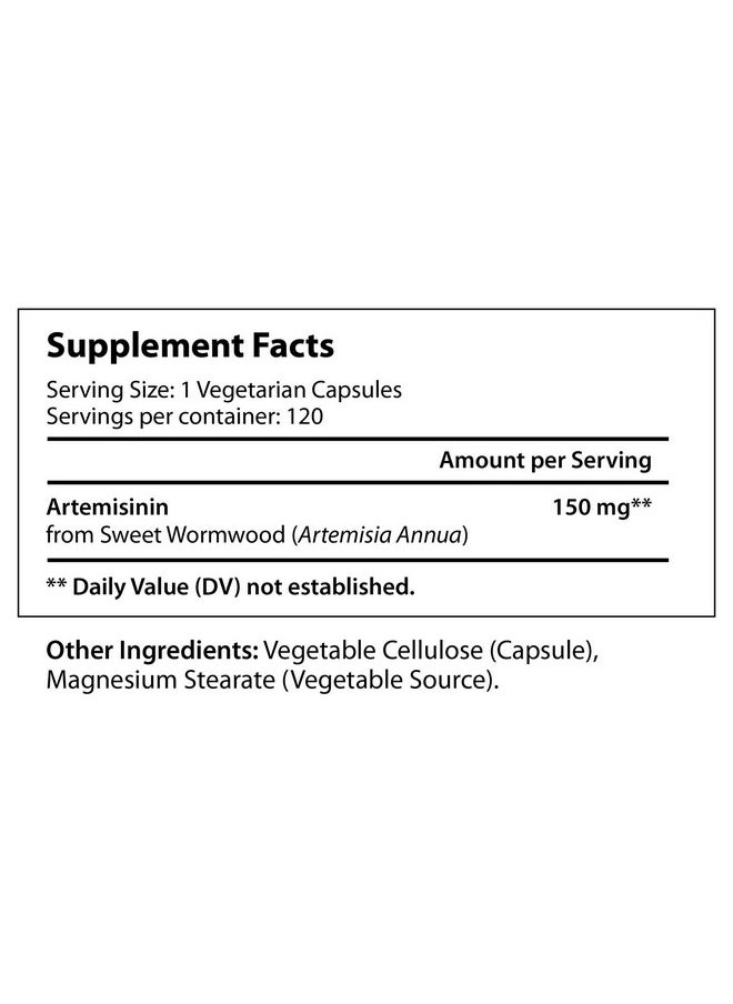 LongLifeNutri - Artemisinin 150Mg 120 Vegetarian Capsules ; Made In Usa ; 4 Months Supply ; Pure Sweet Wormwood Extract 150 Mg Super Complex Powder Pill - Image 1