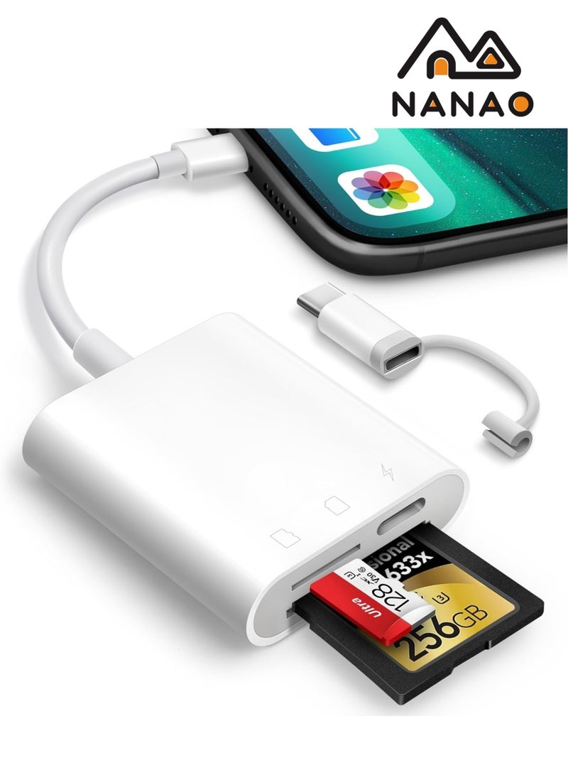 NANAO SD Card Reader for iPhone iPad,Game Camera SD Card Reader Viewer,Memory Card Reader Adapter with SD & MicroSD Card Slots,Plug and Play  - Image 1