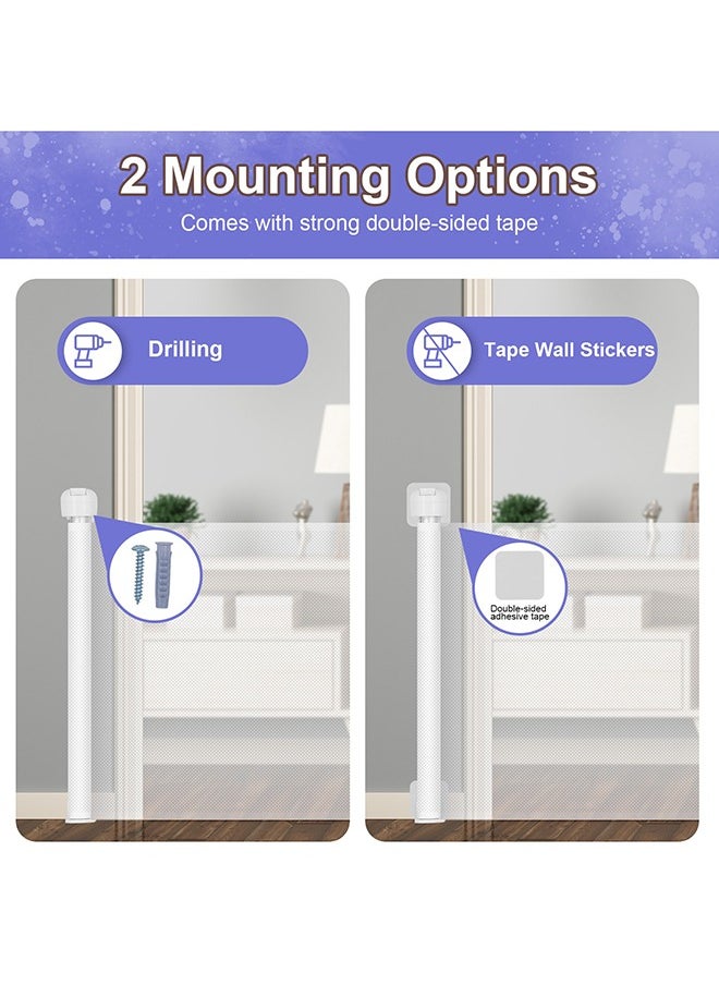 DEWINNER Retractable Baby Gate, Extra-Wide Safety Gate for Babies and Pets, Punching Installation, Adjustable Kids Safety Barrier for Kitchen, Stairs, Indoor & Outdoor (White, 33x59Inch)  - Image 4