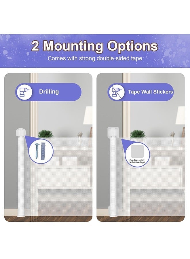 DEWINNER Retractable Baby Gate, Extra-Wide Safety Gate for Babies and Pets, Punching Installation, Adjustable Kids Safety Barrier for Kitchen, Stairs, Indoor & Outdoor (White, 33x59Inch) - Image 4