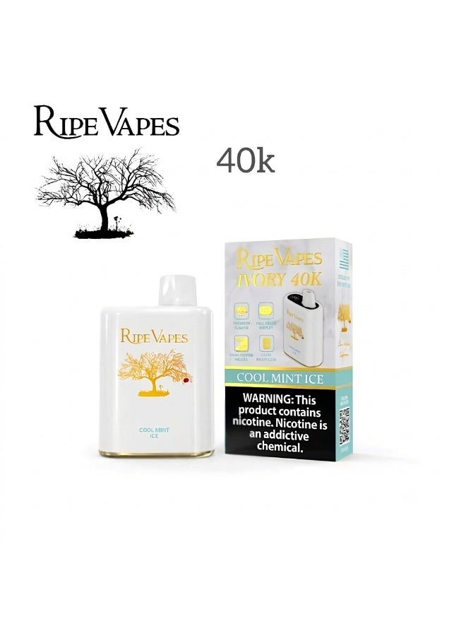 RIPE VAPES Cool Mint Ice Ivory 40000 Puffs 5mg Disposable Pods Vape - Image 2