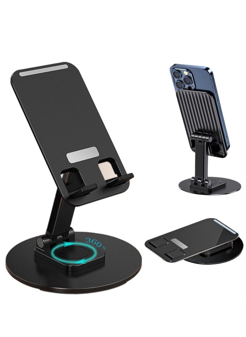 Generic - Cell Phone Stand Holder for Desk Cellphone Stands Holders Desktop 360 Rotatable Height Adjustable Foldable Phone Stand for Recording Charger Compatible with iPhone Samsung and Other Phone - Image 1