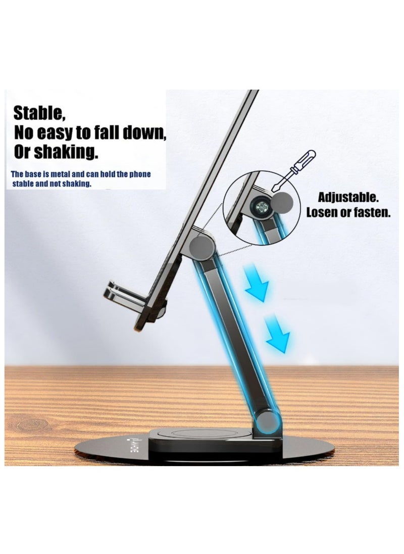 Generic - Cell Phone Stand Holder for Desk Cellphone Stands Holders Desktop 360 Rotatable Height Adjustable Foldable Phone Stand for Recording Charger Compatible with iPhone Samsung and Other Phone - Image 1
