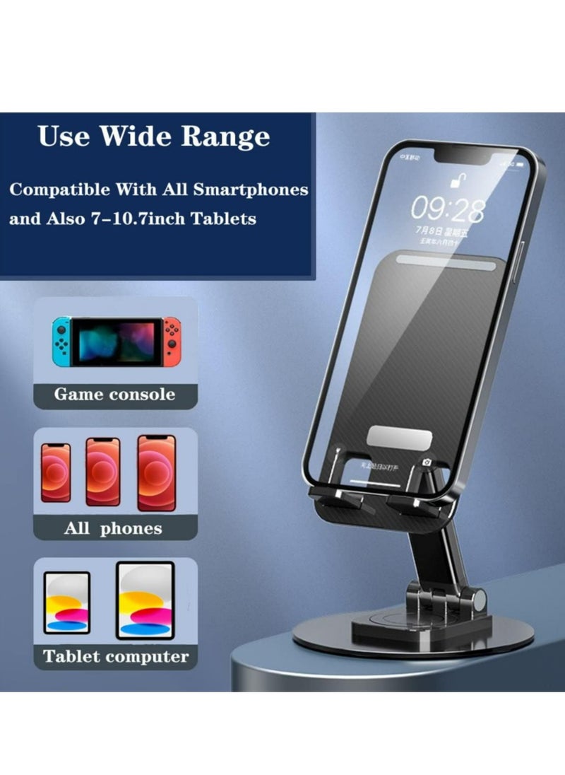 Generic - Cell Phone Stand Holder for Desk Cellphone Stands Holders Desktop 360 Rotatable Height Adjustable Foldable Phone Stand for Recording Charger Compatible with iPhone Samsung and Other Phone - Image 1