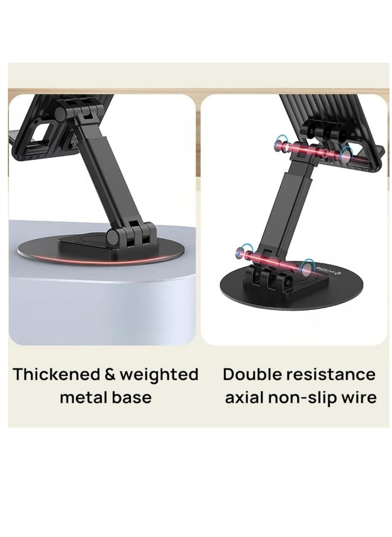 Generic - Cell Phone Stand Holder for Desk Cellphone Stands Holders Desktop 360 Rotatable Height Adjustable Foldable Phone Stand for Recording Charger Compatible with iPhone Samsung and Other Phone - Image 1