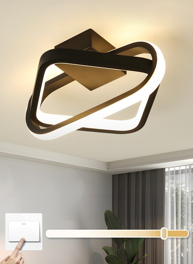 YATAI LIGHTING مصباح سقف حديث بتقنية LED ومصباح جداري، 20 واط، ضوء مربع مثبت، 3 ألوان قابلة للتعتيم (3000K-6000K)، سطوع قابل للتعديل، ألمنيوم أسود وأكريليك، مثالي لغرفة النوم، غرفة المعيشة، المطبخ، 9.84 بوصة - Image 1