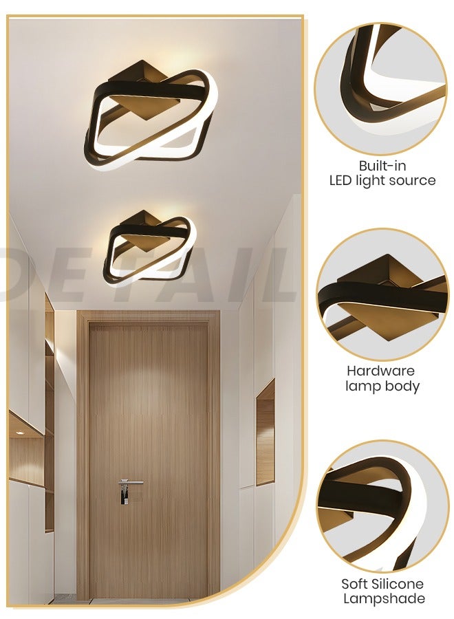 YATAI LIGHTING مصباح سقف حديث بتقنية LED ومصباح جداري، 20 واط، ضوء مربع مثبت، 3 ألوان قابلة للتعتيم (3000K-6000K)، سطوع قابل للتعديل، ألمنيوم أسود وأكريليك، مثالي لغرفة النوم، غرفة المعيشة، المطبخ، 9.84 بوصة - Image 4