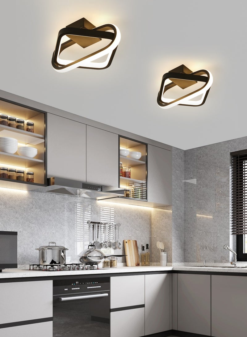 YATAI LIGHTING مصباح سقف حديث بتقنية LED ومصباح جداري، 20 واط، ضوء مربع مثبت، 3 ألوان قابلة للتعتيم (3000K-6000K)، سطوع قابل للتعديل، ألمنيوم أسود وأكريليك، مثالي لغرفة النوم، غرفة المعيشة، المطبخ، 9.84 بوصة - Image 5