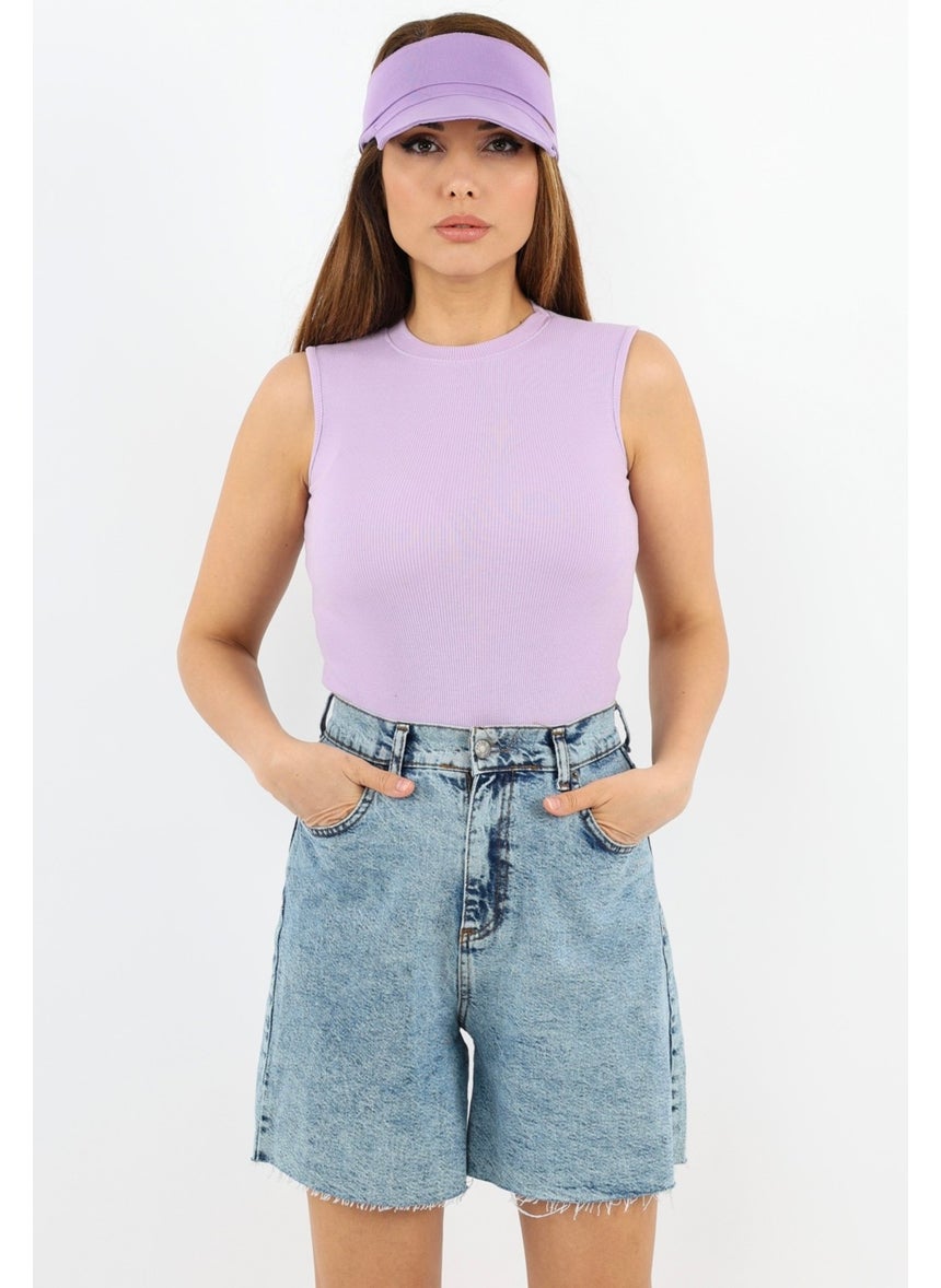 Ritnice - Women's Closed Collar 3-Pack Cotton Lilac, Anthracite, Yellow Plain Sleeve Ribbed Undershirt - Image 1