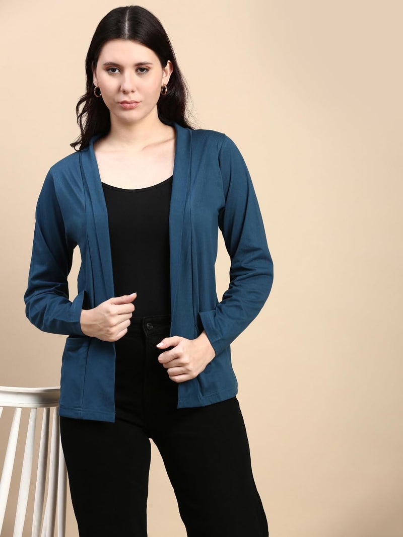 KRYPTIC Women's Regular Length Cotton Shrug with Side Pockets - Soft Lightweight Layer for Stylish Everyday Wear - Image 5