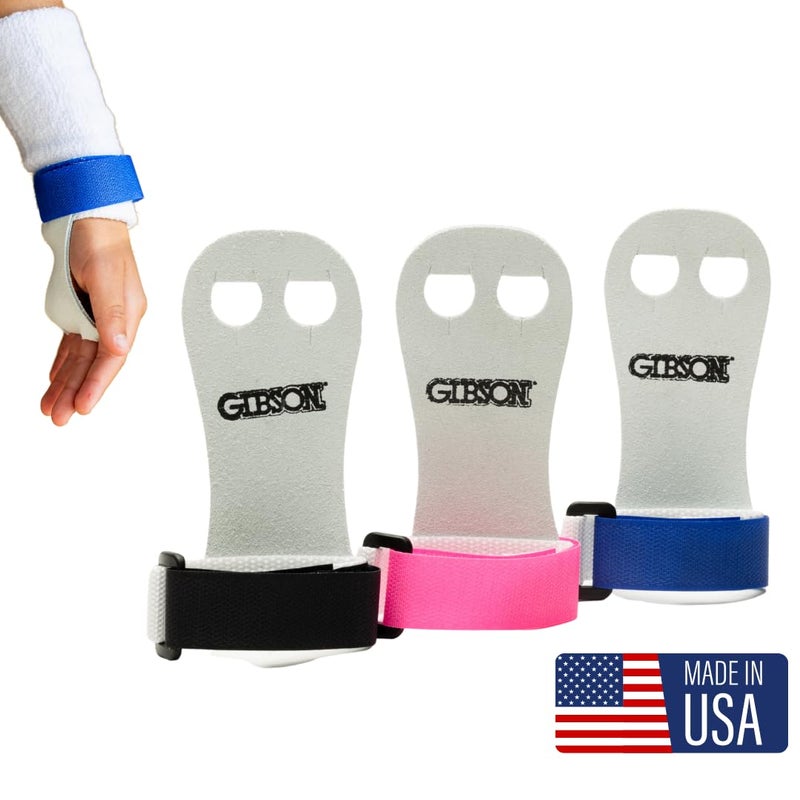 Gibson Athletic Gibson Rainbow Gymnastics Grips for Beginners, Unisex Durable Leather Grip with Hook & Loop Closure for Secure Grip & Wrist Support, Athletic Grips & Hand Protection for Young Gymnasts Made in USA - Image 1